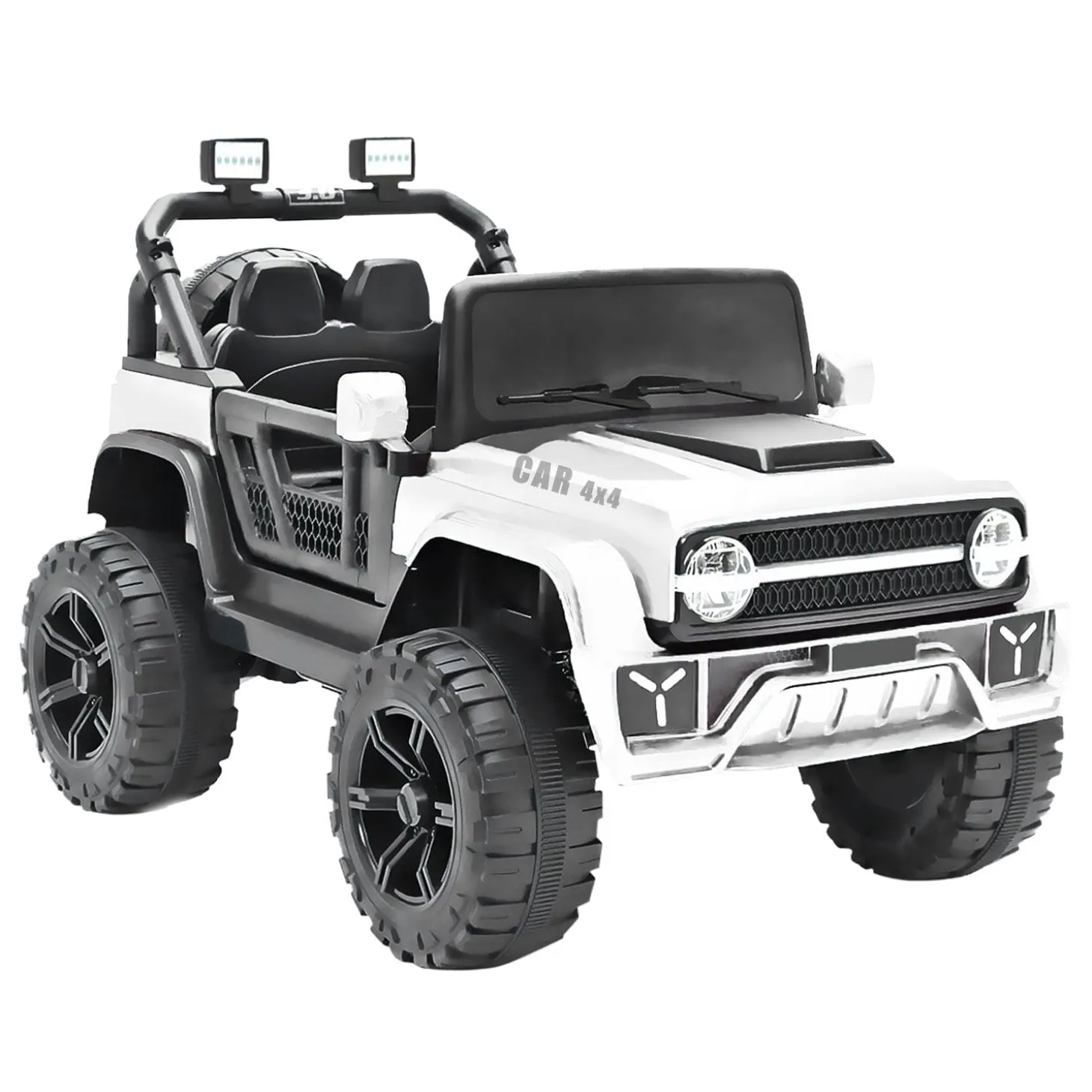 Baby Moo Ride On Jeep For Kids With Rechargeable 12V Battery Remote Control Double Seat - White