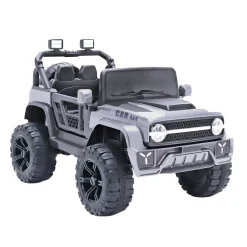 Baby Moo Ride On Jeep For Kids With Rechargeable 12V Battery Remote Control Double Seat - Grey