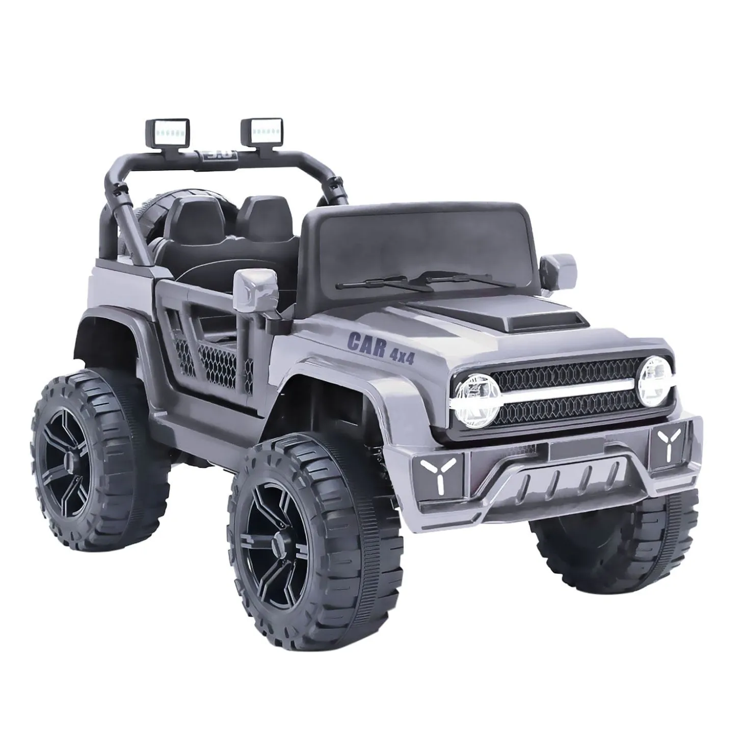 Baby Moo Ride On Jeep For Kids With Rechargeable 12V Battery Remote Control Double Seat - Grey