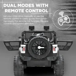 Baby Moo Ride On Jeep For Kids With Rechargeable 12V Battery Remote Control Double Seat - White