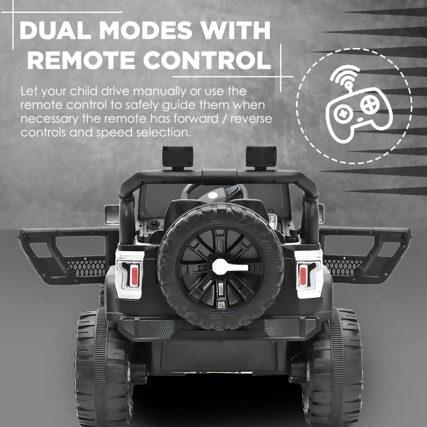 Baby Moo Ride On Jeep For Kids With Rechargeable 12V Battery Remote Control Double Seat - White