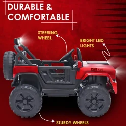 Baby Moo Ride On Jeep For Kids With Rechargeable 12V Battery Remote Control Double Seat - Red