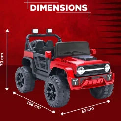 Baby Moo Ride On Jeep For Kids With Rechargeable 12V Battery Remote Control Double Seat - Red
