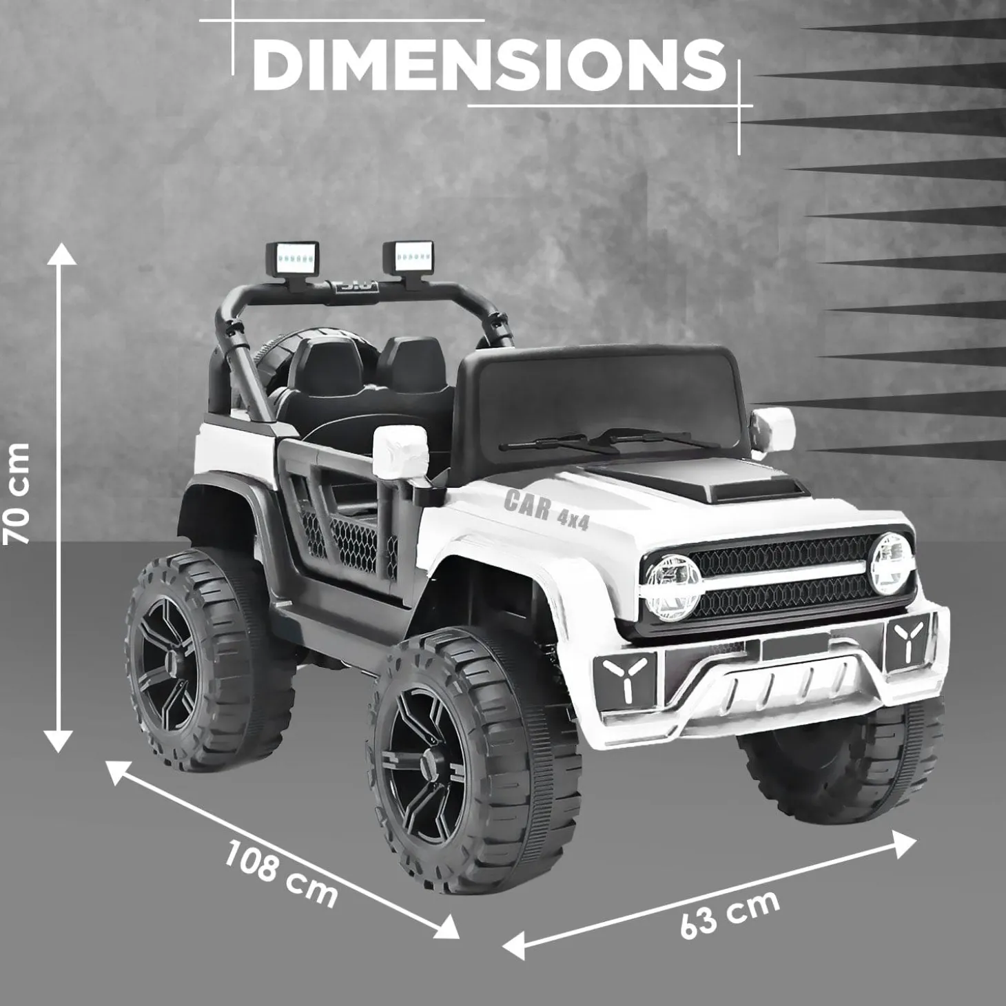 Baby Moo Ride On Jeep For Kids With Rechargeable 12V Battery Remote Control Double Seat - White