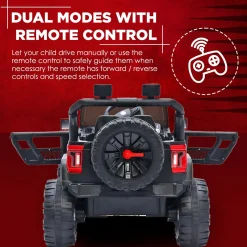 Baby Moo Ride On Jeep For Kids With Rechargeable 12V Battery Remote Control Double Seat - Red