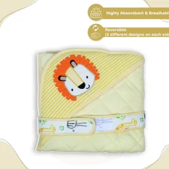 Baby Moo Roaring Lion Warm Hooded Quilted Wrapper - Yellow