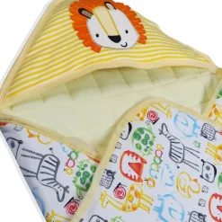 Baby Moo Roaring Lion Warm Hooded Quilted Wrapper - Yellow