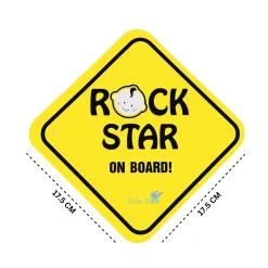 Baby Moo Rock Star on Board Car Safety Sign With Vacuum Suction Cup Clip - Yellow
