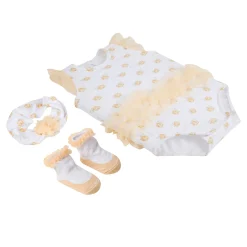 Baby Moo Rose Gift Set 3 Piece With Bodysuit, Socks And Headband - Yellow