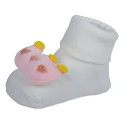 Baby Moo Royal Crown Cotton Anti-Skid 3D Socks - White