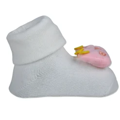 Baby Moo Royal Crown Cotton Anti-Skid 3D Socks - White