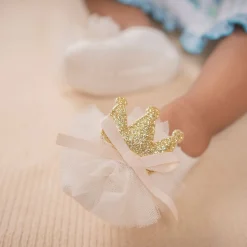 Baby Moo Royal Princess Crown Matching Cap And Socks Set - Yellow