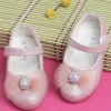 Baby Moo Royal Rhinestone Bow Velcro Strap Anti-Skid Ballerina Shoes - Pink
