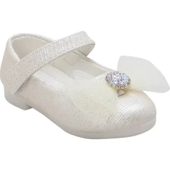 Baby Moo Royal Rhinestone Bow Velcro Strap Anti-Skid Ballerina Shoes - Gold