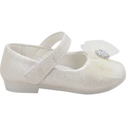 Baby Moo Royal Rhinestone Bow Velcro Strap Anti-Skid Ballerina Shoes - Gold