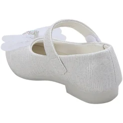 Baby Moo Royal Rhinestone Bow Velcro Strap Anti-Skid Ballerina Shoes - White