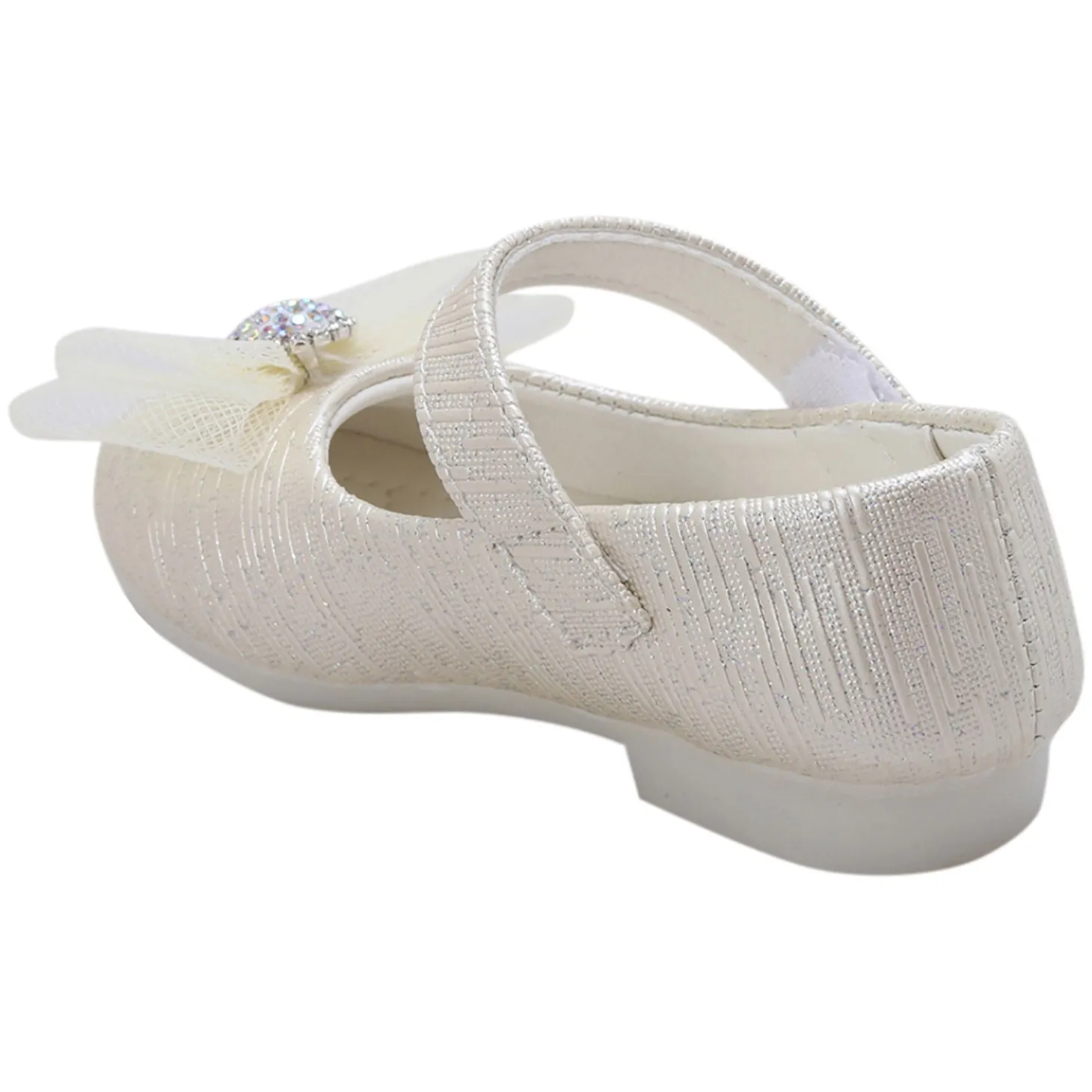 Baby Moo Royal Rhinestone Bow Velcro Strap Anti-Skid Ballerina Shoes - Gold