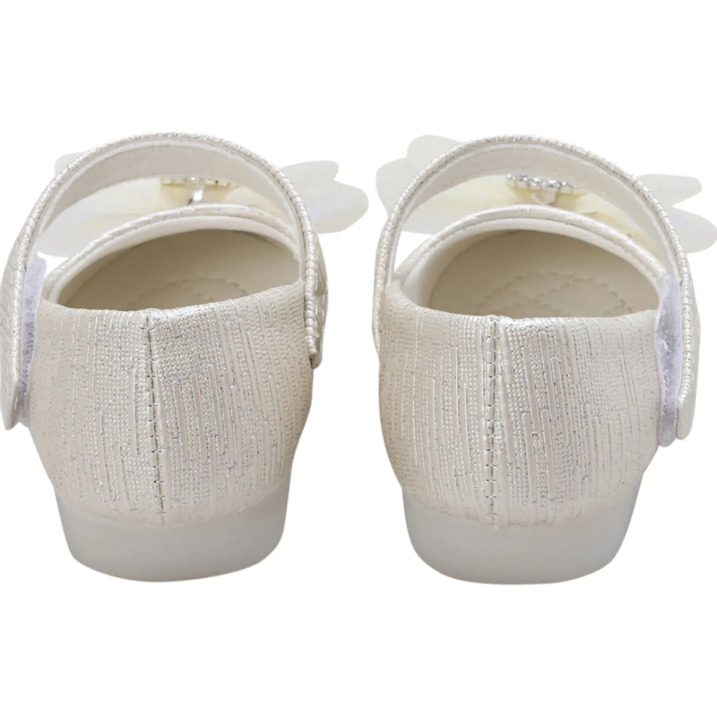 Baby Moo Royal Rhinestone Bow Velcro Strap Anti-Skid Ballerina Shoes - Gold