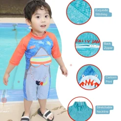 Baby Moo Scuba Beach Bodysuit One-Piece Swimsuit Pool Swimming Costume - Blue