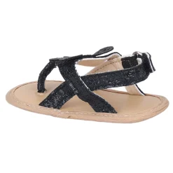 Baby Moo Sequin Butterfly Velcro Straps Anti-Skid Open Toe Sandals - Black