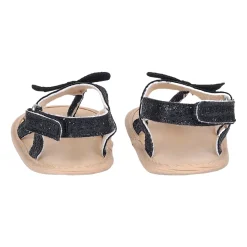 Baby Moo Sequin Butterfly Velcro Straps Anti-Skid Open Toe Sandals - Black