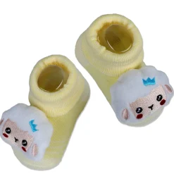 Baby Moo Sheep Cotton Anti-Skid 3D Socks - Yellow