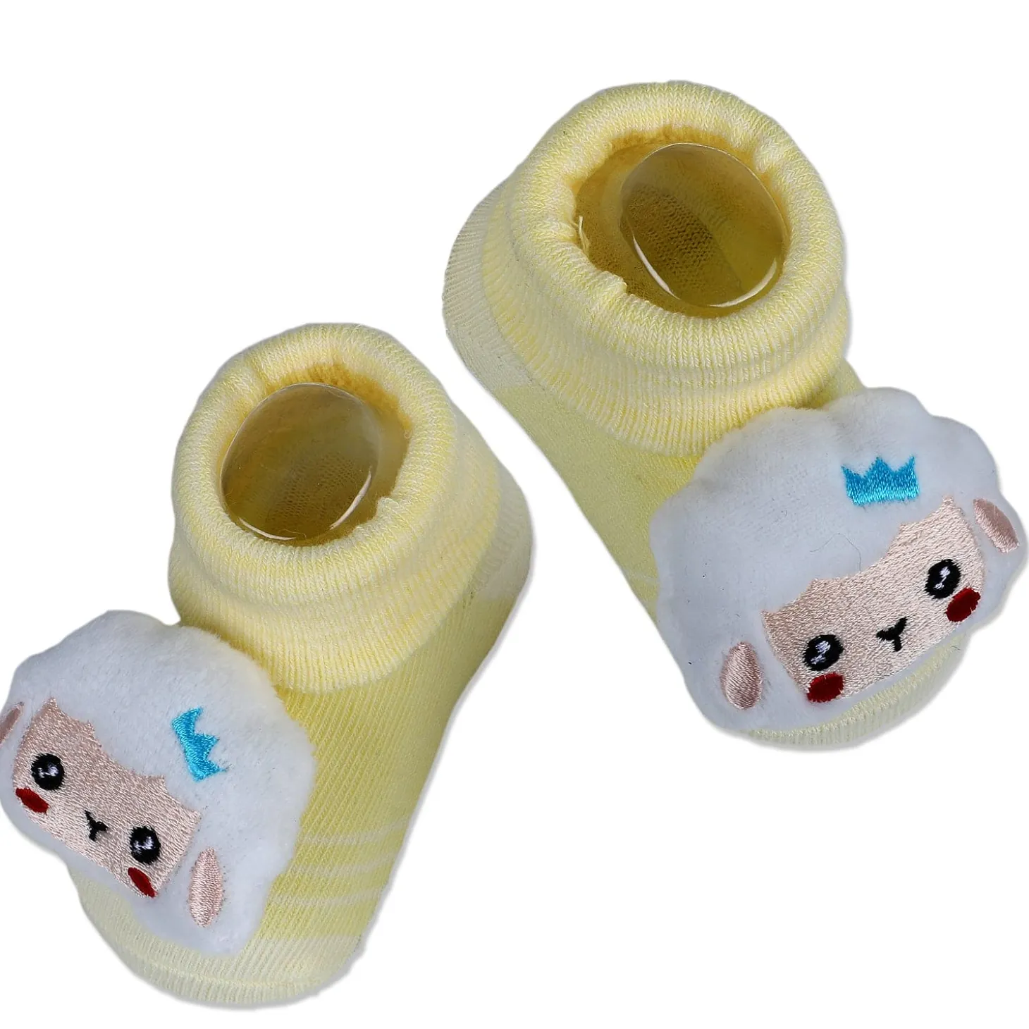 Baby Moo Sheep Cotton Anti-Skid 3D Socks - Yellow