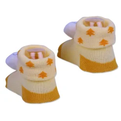 Baby Moo Sleeping Bear Cotton Anti-Skid 3D Socks - Yellow