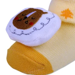 Baby Moo Sleeping Bear Cotton Anti-Skid 3D Socks - Yellow