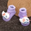 Baby Moo Sleeping Bird Cotton Anti-Skid 3D Socks - Purple