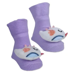 Baby Moo Sleeping Bird Cotton Anti-Skid 3D Socks - Purple