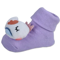 Baby Moo Sleeping Bird Cotton Anti-Skid 3D Socks - Purple