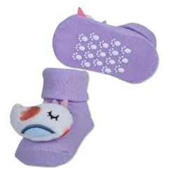Baby Moo Sleeping Bird Cotton Anti-Skid 3D Socks - Purple
