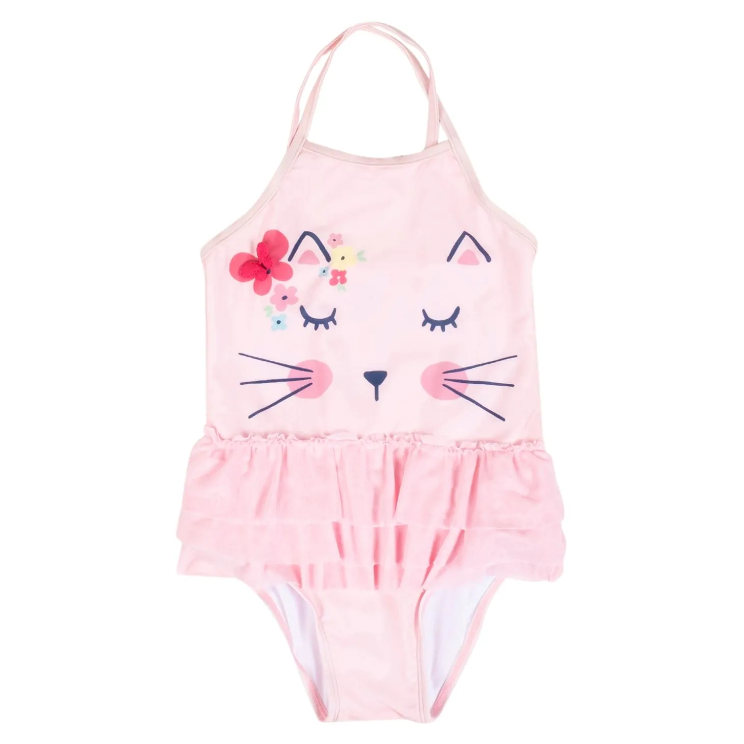 Baby Moo Sleeping Kitty Beach One-Piece Swimsuit Pool Swimming Costume - Pink