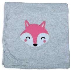 Baby Moo Sleepy Fox Soft Reversible Wrapper - Grey