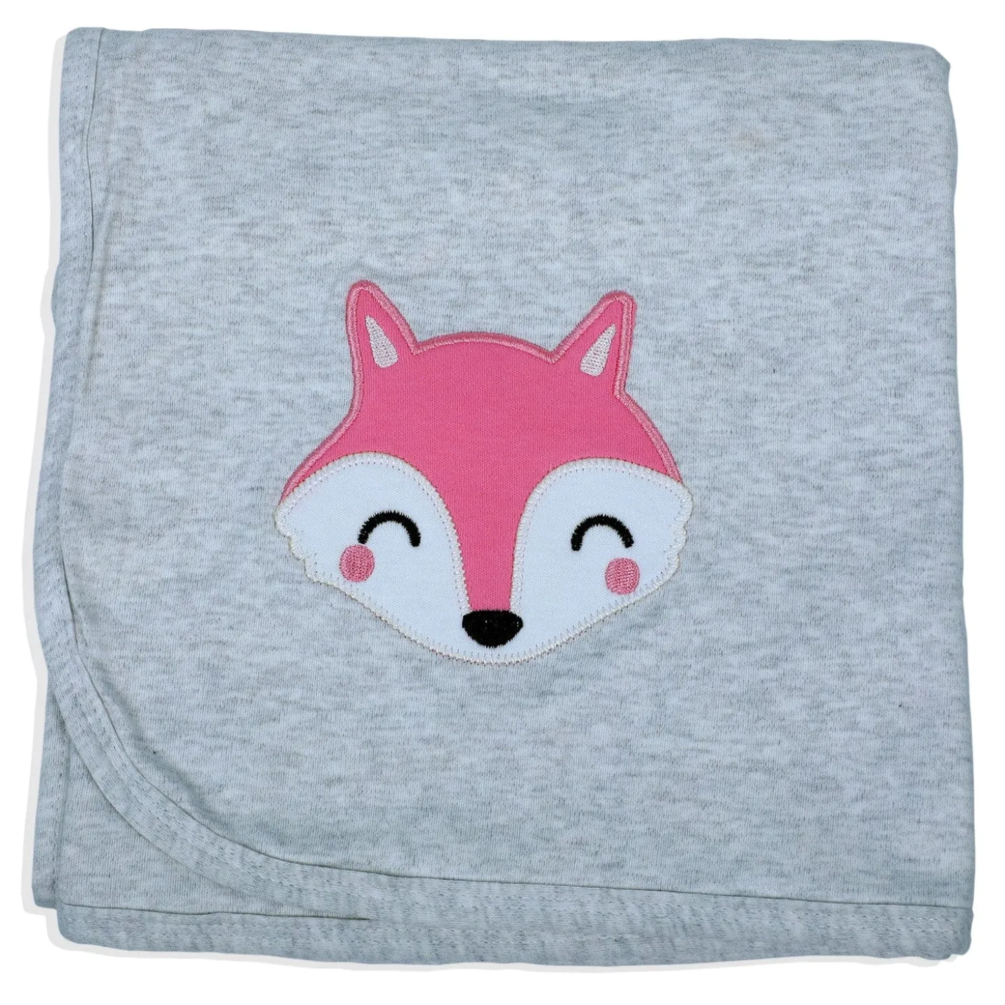 Baby Moo Sleepy Fox Soft Reversible Wrapper - Grey