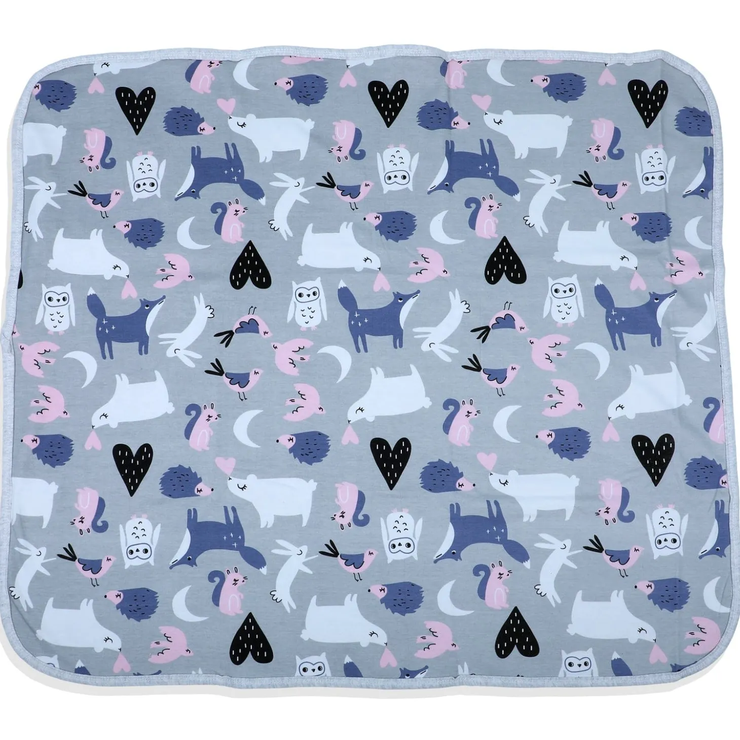 Baby Moo Sleepy Fox Soft Reversible Wrapper - Grey