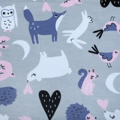 Baby Moo Sleepy Fox Soft Reversible Wrapper - Grey