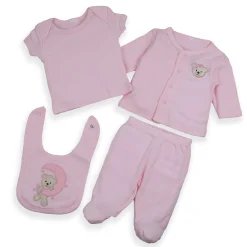 Baby Moo Sleepy Teddy Cotton Infant Essentials 8 pcs Romper Gift Set - Pink