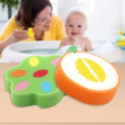 Baby Moo Sliced Custard Apple And Orange 2 Pk Bath Sponge - Multicolour