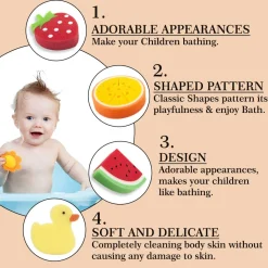 Baby Moo Sliced Strawberry And Pineapple 2 Pk Bath Sponge - Multicolour