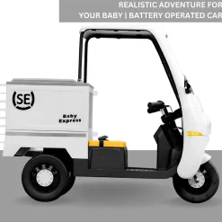 Baby Moo Smart Ride on 3-Wheeler Electric Van - 12V Rechargeable Battery-Powered Transport Vehicle with Music & Lights - White