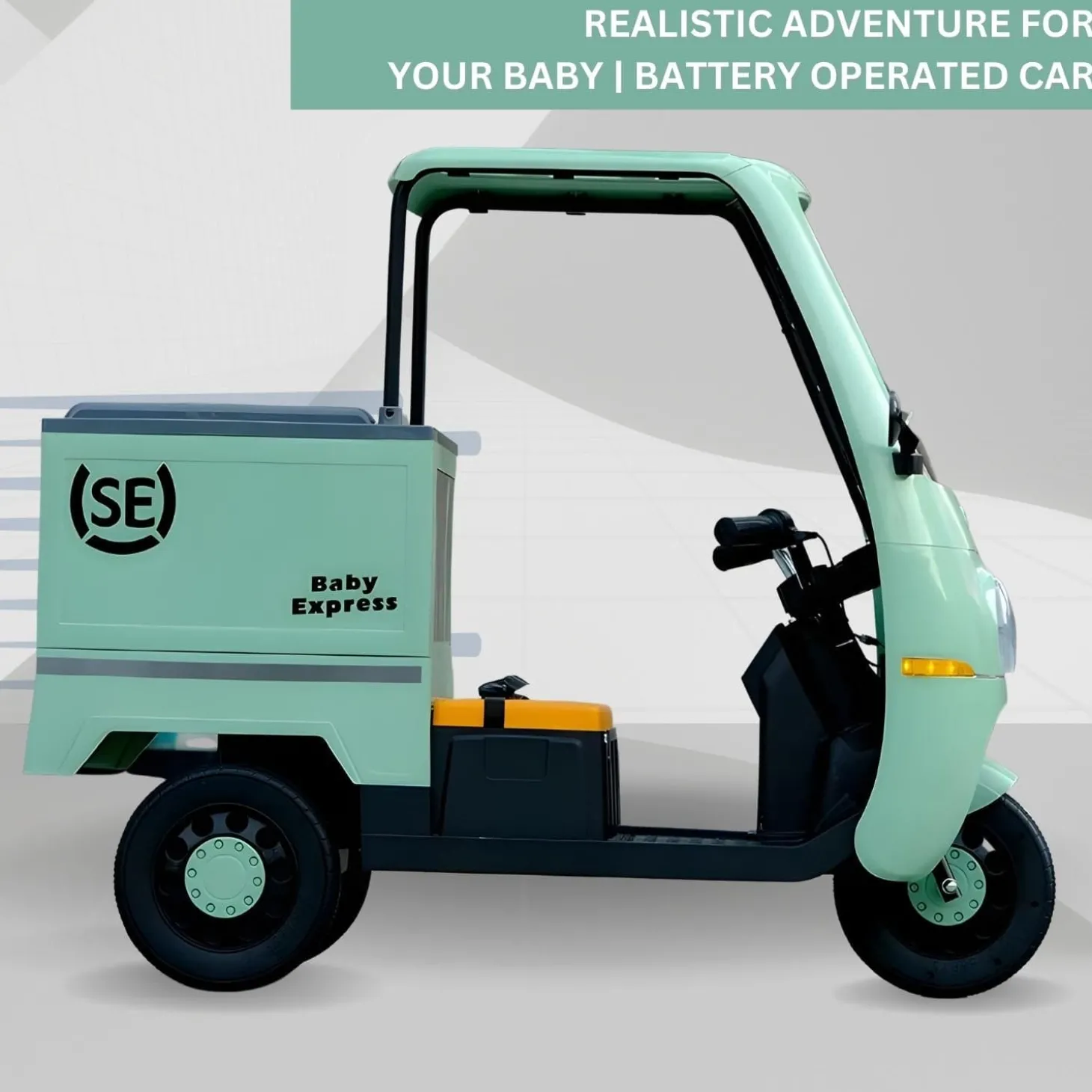 Baby Moo Smart Ride on 3-Wheeler Electric Van - 12V Rechargeable Battery-Powered Transport Vehicle with Music & Lights - Green
