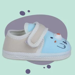 Baby Moo Smiling Bear Soft Sole Anti-Slip Booties - Blue