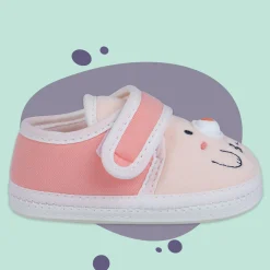 Baby Moo Smiling Bear Soft Sole Anti-Slip Booties - Peach