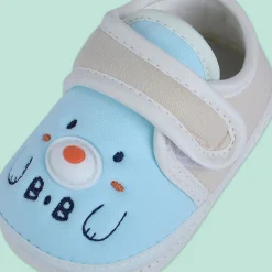 Baby Moo Smiling Bear Soft Sole Anti-Slip Booties - Blue