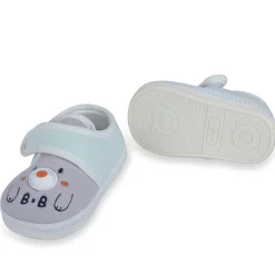 Baby Moo Smiling Bear Soft Sole Anti-Slip Booties - Grey