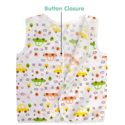 Baby Moo Smiling Stars Printed V-Neck Sleeveless Front Opening Button Cotton Jhablas 5 Pcs - Yellow, Multicolour