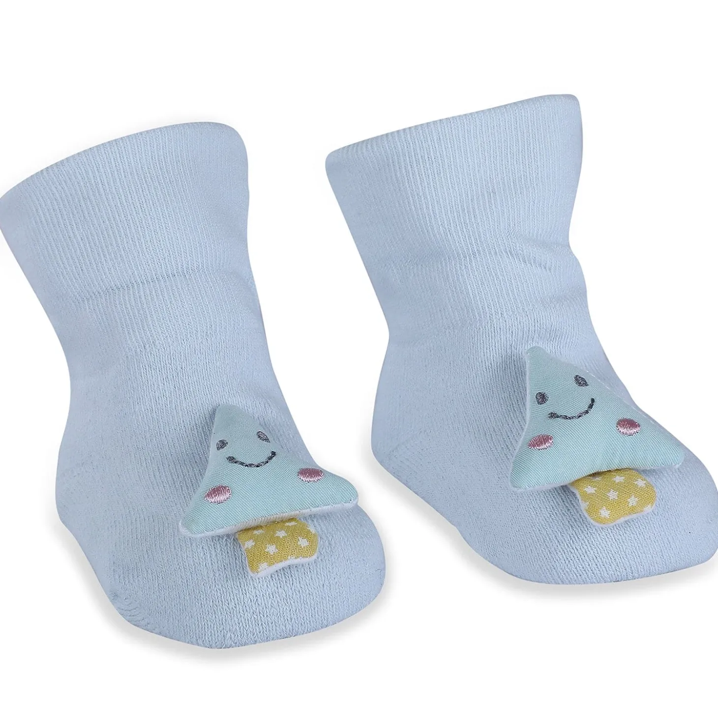 Baby Moo Smiling Tree Cotton Anti-Skid 3D Socks - Blue