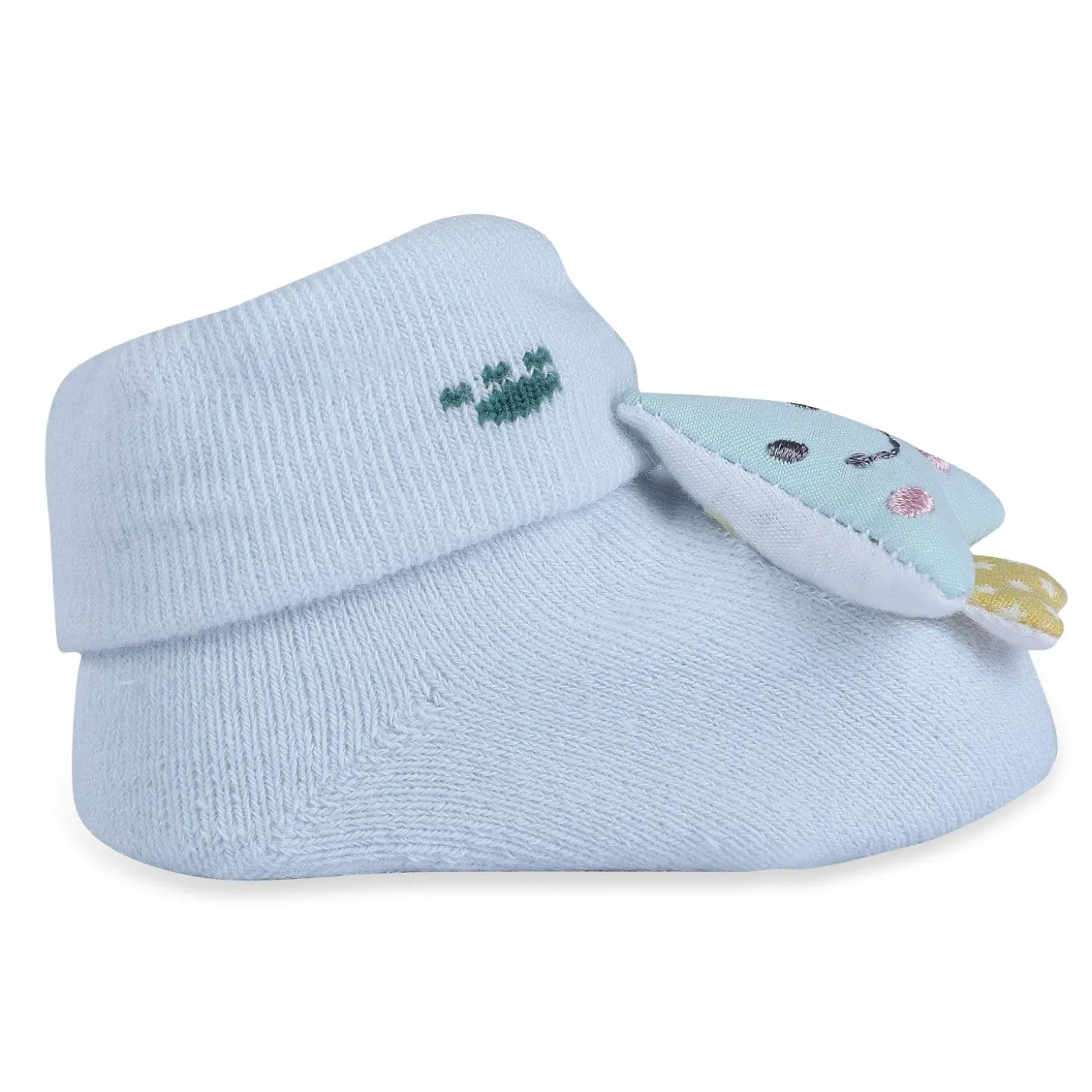 Baby Moo Smiling Tree Cotton Anti-Skid 3D Socks - Blue